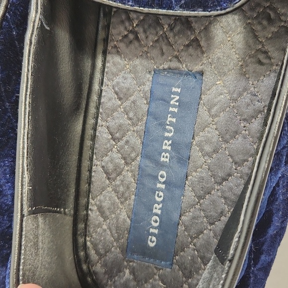 Giorgio Brutini “Chatwal” Navy Blue Diamond Stitched Velvet Slip On Loafer Shoes - Picture 11 of 12